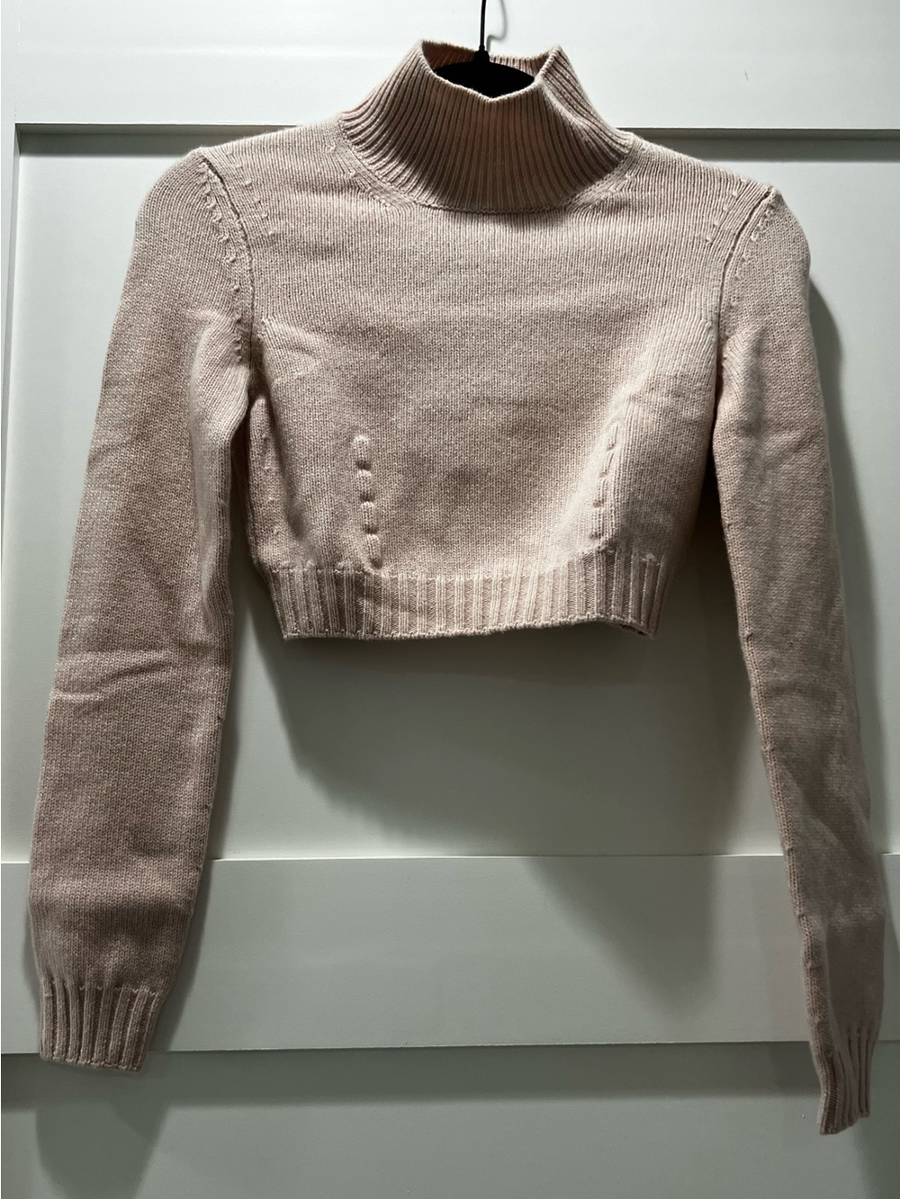 Fendi Mockneck Cropped Sweater in Light Beige